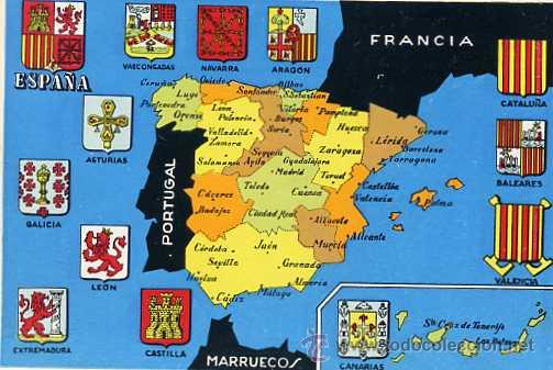 Postales: MAPA DE ESPA&Ntilde;A PRE AUTONOM&Iacute;AS - Foto 1