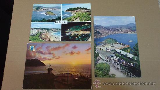 Postales: &SAN SEBASTIAN ;TRES DISTINTAS;VISTAS(FOURNIER), MONTE(FOURNIER) ,MONUMENTOA&Ntilde;O.1963./SIN CIRCULAR./