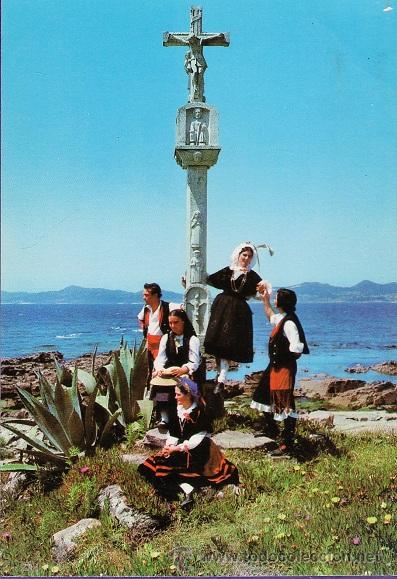 Postkarten: galicia - folklore / juventud en el crucero - n&ordm; 3352 - ed fama - sin circular - a&ntilde;o 1975 - x