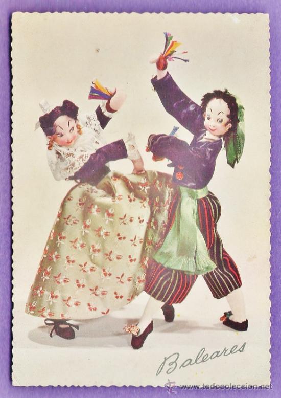 Postkarten: baleares - mu&ntilde;ecos klumpe con el vestido tipico - n&ordm; 3035 - ed.ancora - sin circular - a&ntilde;os 50