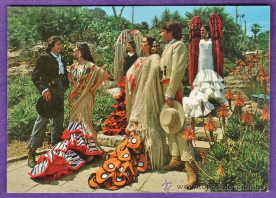 Postales: folklore espa&ntilde;ol - trajes andaluces - n&ordm; 5486 - ed. perla / pagsa - sin circular - a&ntilde;o 1967 -