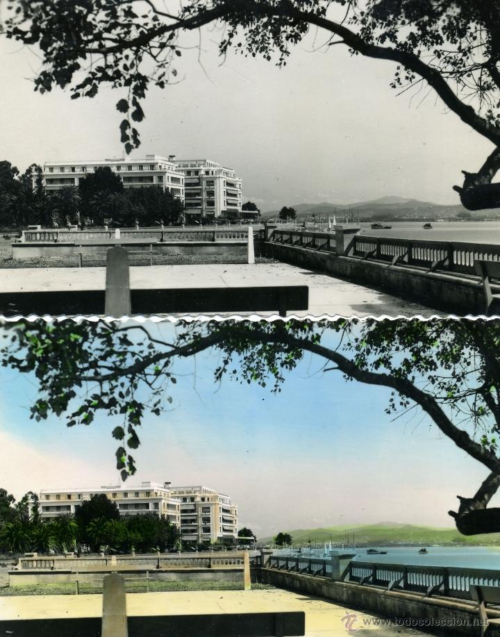 Postais: La Toja.  2 postales iguales una coloreada y otra sin colorear. Terraza Gran Hotel