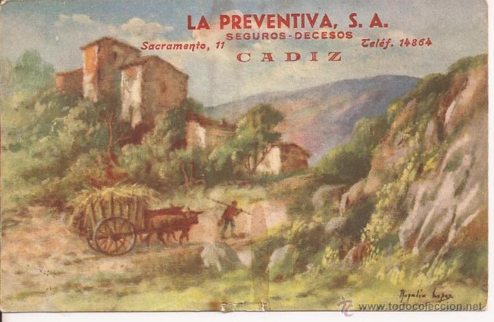 Postales: postal de paisaje con publicidad de seguros la preventiva