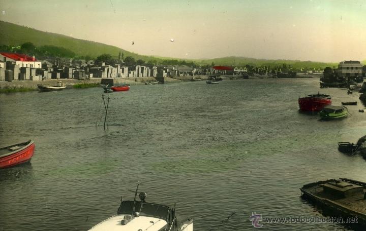 Postcards: Puentecesures. coloreada. 4 Ed. ALARDE. Vista del muelle y r&iacute;o Ulla