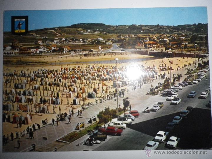 Postais: POSTAL GIJON PLAYA DE SAN LORENZO, CIRCULADA  A&Ntilde;OS 60