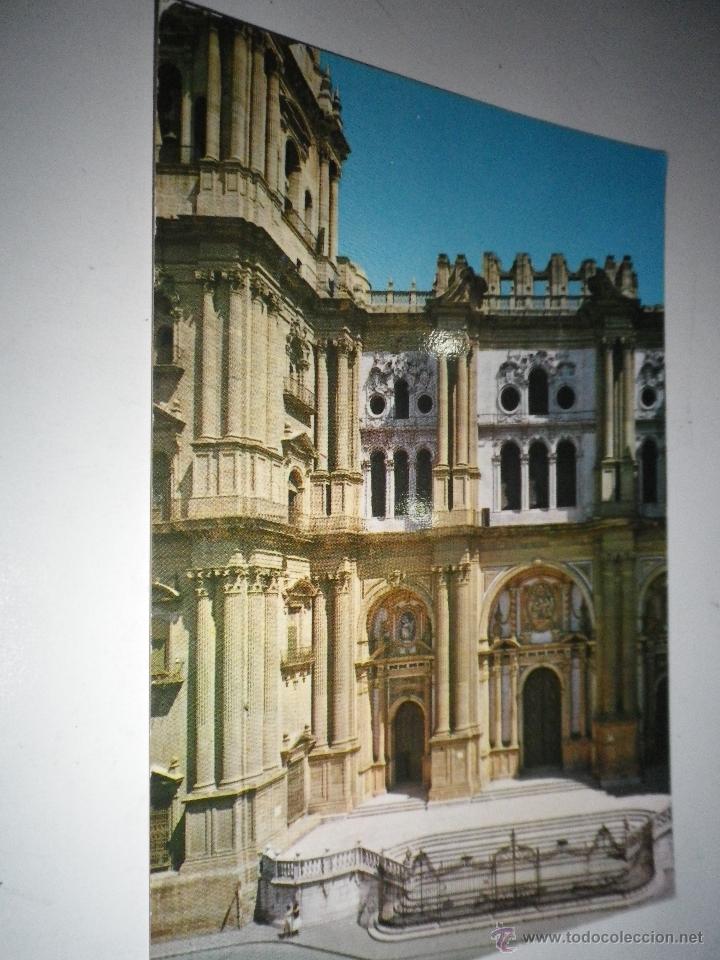 Postais: POSTAL MALAGA CATEDRAL PUERTA PRINCIPAL, CIRCULADA A&Ntilde;OS 60