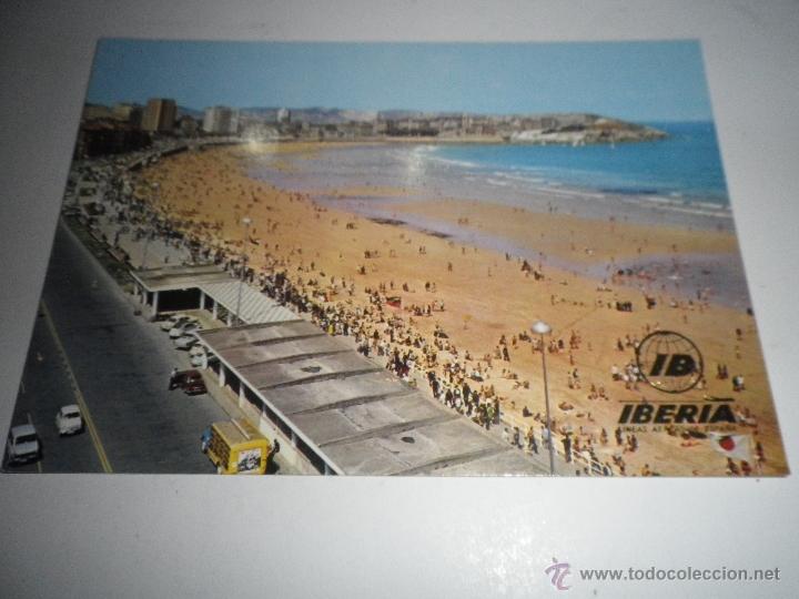 Postcards: POSTAL IBERIA GIJON PLAYA DE SAN LORENZO, SIN CIRCULAR A&Ntilde;OS 60