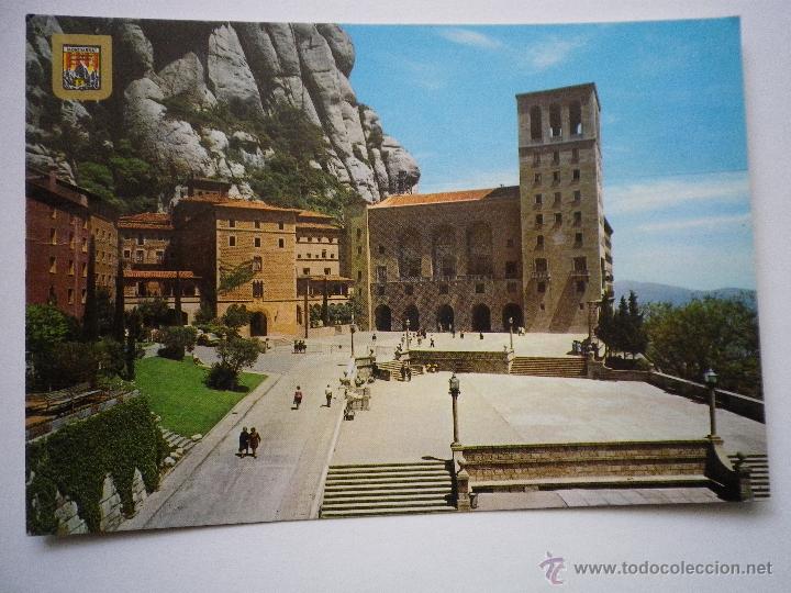 Postcards: POSTAL MONTSERRAT FACHADA Y PLAZA DEL SANTUARIO, SIN CIRCULAR A&Ntilde;OS 70