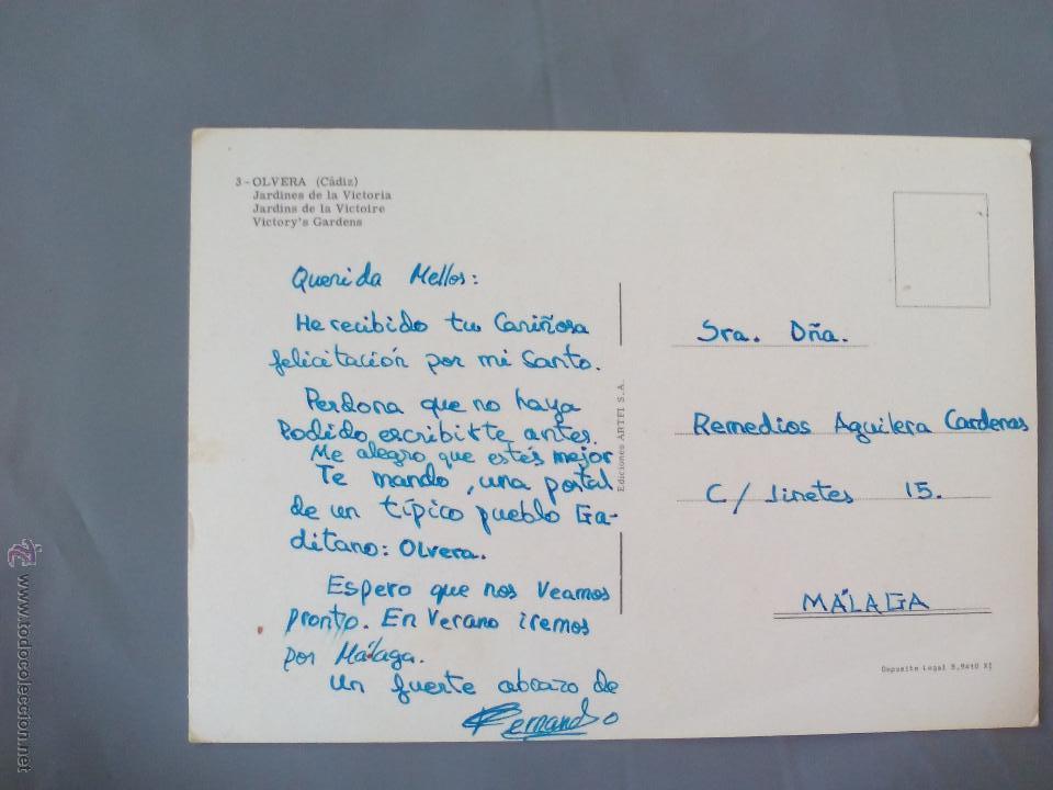 Postales: Postal. Olver&aacute;. Cadiz. - Foto 2