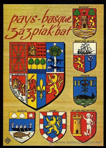 Postales: Blasons d&acute;apr&eacute;s R. Louis. Pays Basque. ELNACAP. - Foto 1