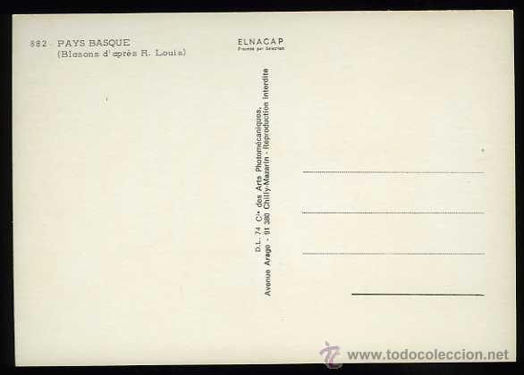 Postales: Blasons d&acute;apr&eacute;s R. Louis. Pays Basque. ELNACAP. - Foto 2