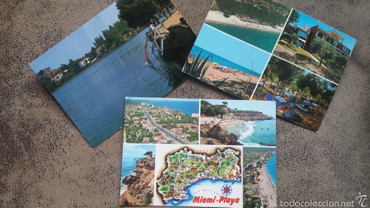 Postais: 3 postales no circuladas- Ruidera- costa Dorada-miami  playa