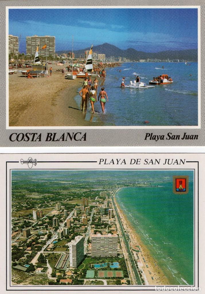 Cartoline: 2 postales de la playa de san juan, a&ntilde;o 1988 aproxi.
