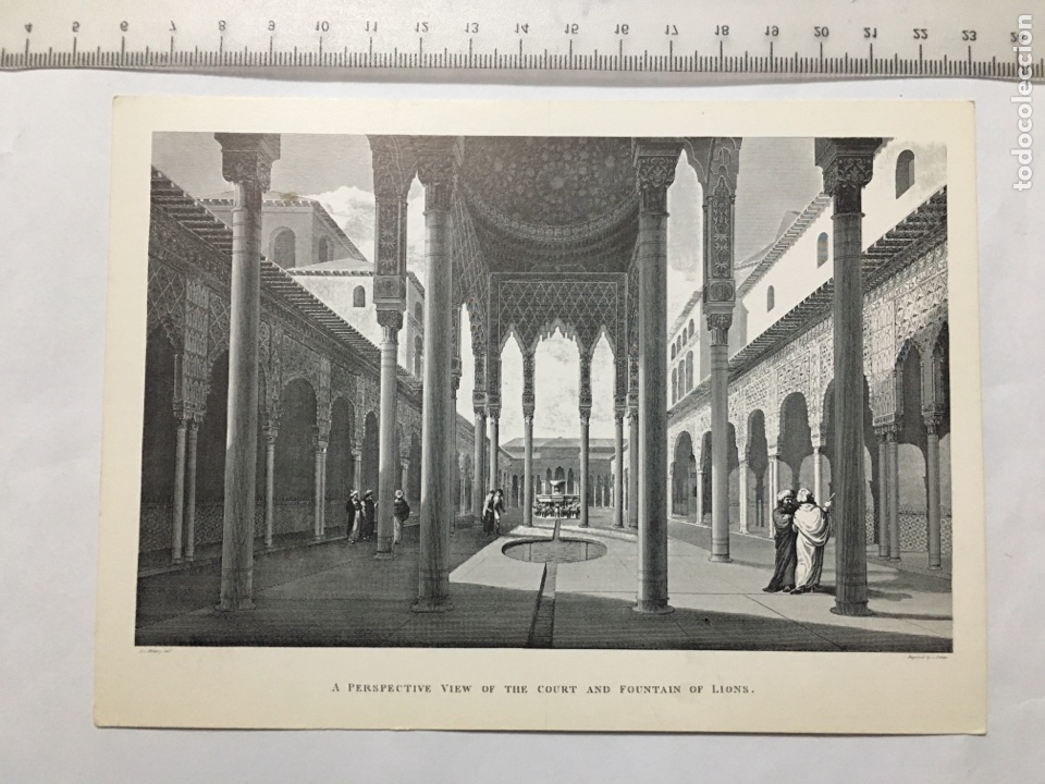 Postais: Postal. A PERSPECTIVE VIEW OF THE COURT AND FOUNTAIN OF LIONS. ED. TURPIANA. A&Ntilde;O 1986