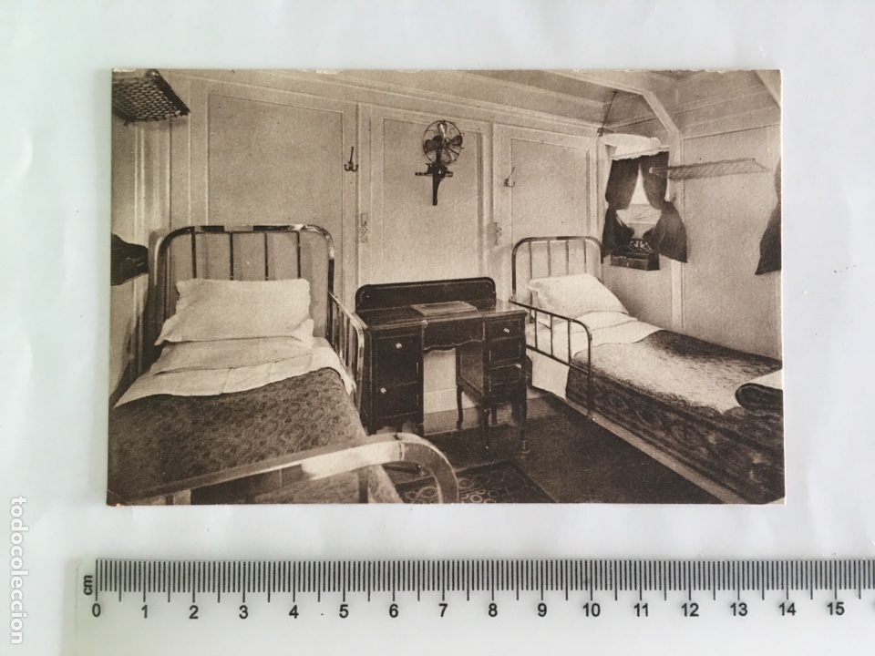 Postcards: POSTAL. C&Iacute;A. TRANSMEDITERRANEA. CIUDAD DE ALICANTE. CAMAROTE 1a CLASE. H. 1960?