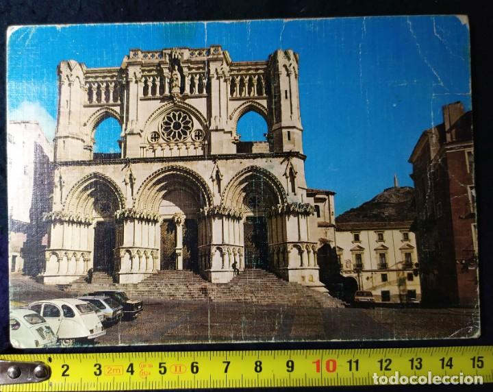 Postcards: POSTAL DE LA FACHADA DE CATEDRAL DE CUENCA ESTILO GOTICO AL FONDO EL SAGRADO CORAZON