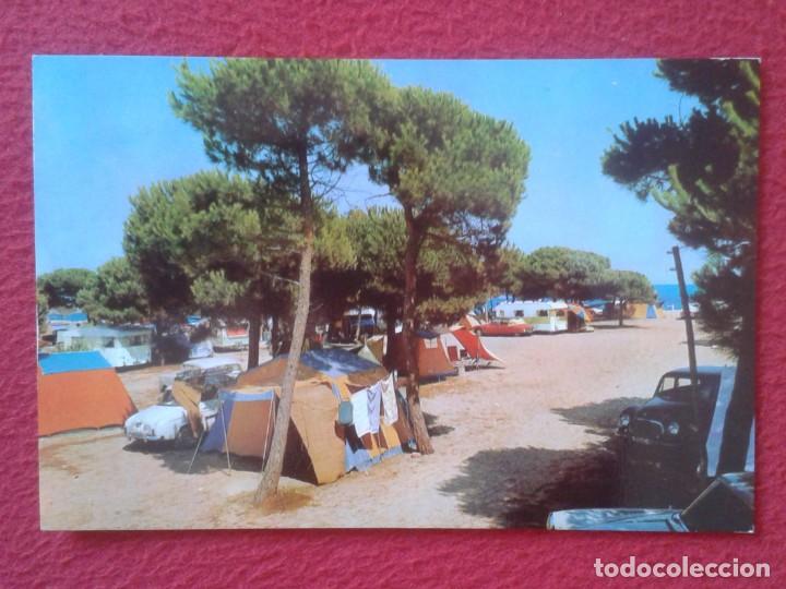 Postcards: POST CARD ESPA&Ntilde;A T&Iacute;PICA CIUDAD CAMPING, BAJO LOS PINOS Y JUNTO AL MAR TIENDAS DE CAMPA&Ntilde;A COCHES.....