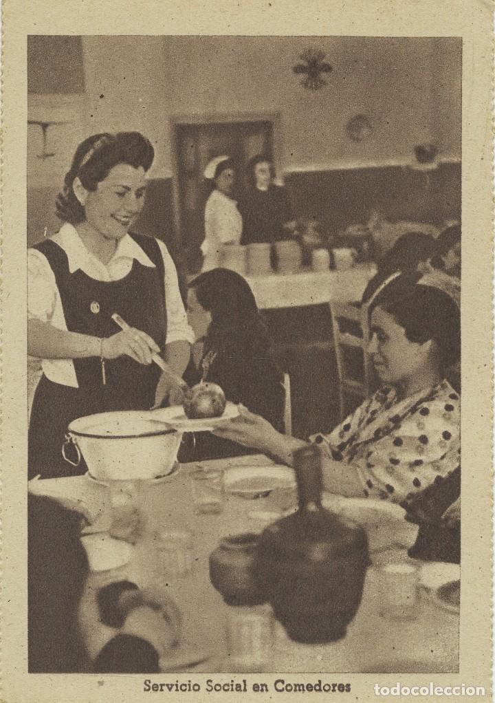 Cartoline: SECCI&Oacute;N FEMENINA FET Y JONS. SERVICIO SOCIAL EN COMEDORES. Sin circular.ED.HUECOGRABADO VEL&Aacute;ZQUEZ