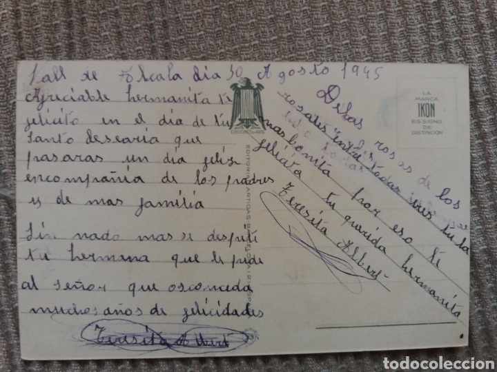 Postales: TARJETA POSTAL A&Ntilde;O 1945 - Foto 2