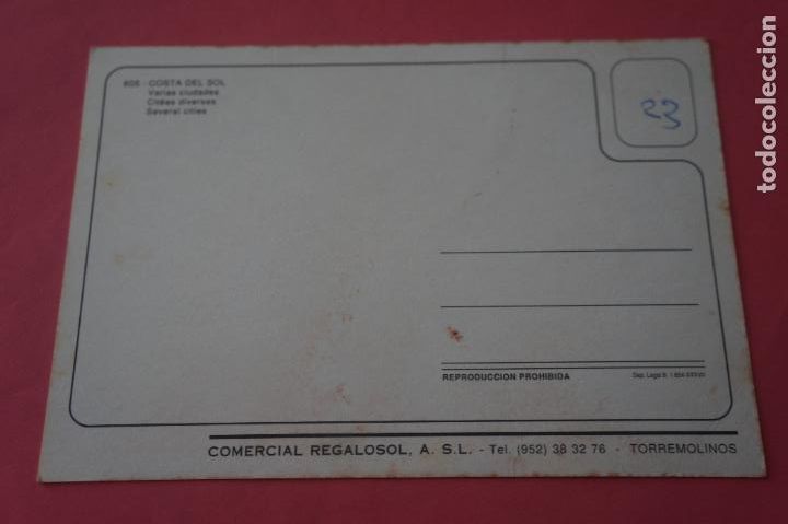 Postales: POSTAL SIN CIRCULAR DE COSTA DEL SOL MALAGA LOTE 33 - Foto 2