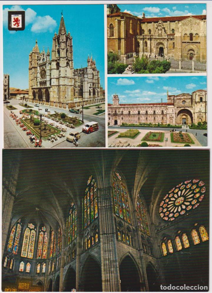Postales: Lote de 2 Postales: Vista de le&oacute;n, Catedral de Le&oacute;n - Foto 1