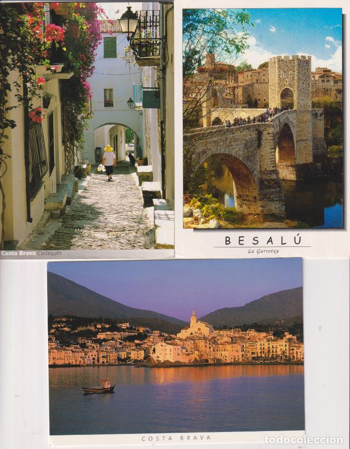 Postales: Costa Brava. Lote de 3 postales: Cadaqu&eacute;s (2) y Besal&uacute; - Foto 1