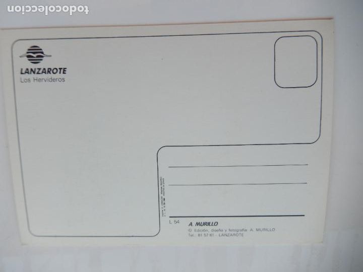 Postales: LANZAROTE - LOS HERVIDEROS - 1989- TARJETA POSTAL - Foto 2