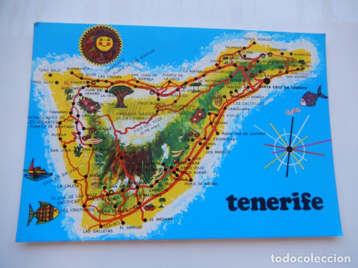 Postales: TENERIFE , MAPA DE LA ISLA - TARJETA POSTAL - Foto 1