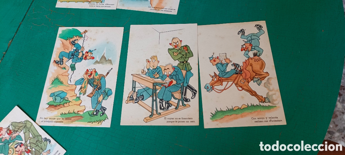 Postales: Tarjetas S&aacute;tiras militares (lote de 8) - Foto 3