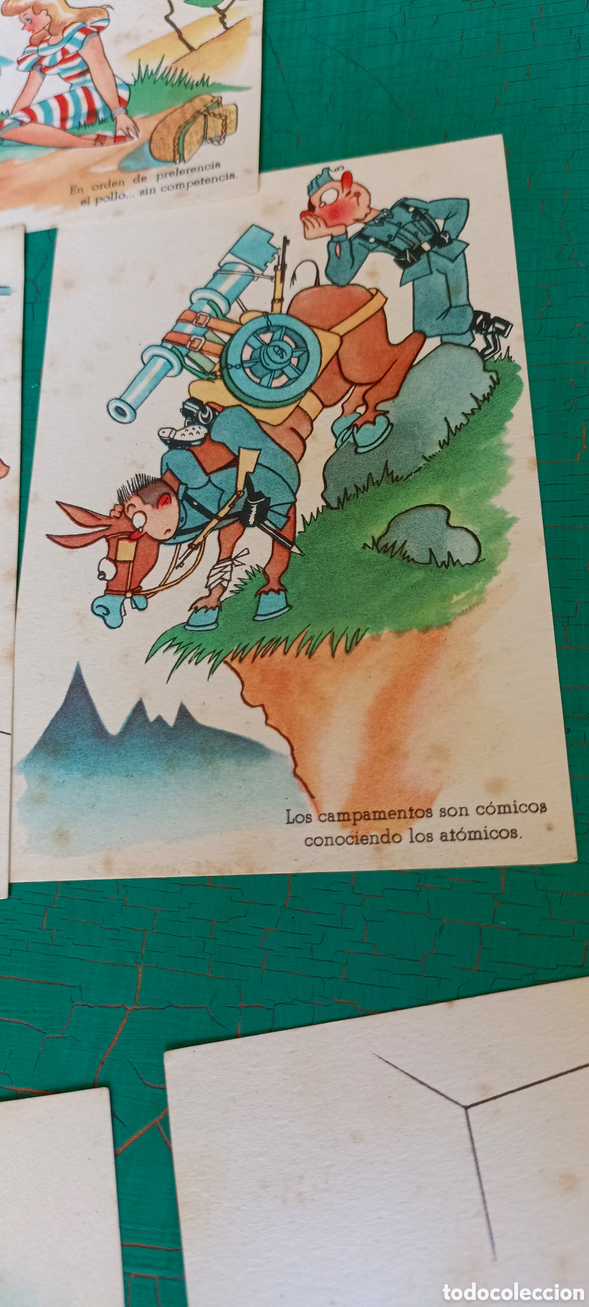Postales: Tarjetas S&aacute;tiras militares (lote de 8) - Foto 4