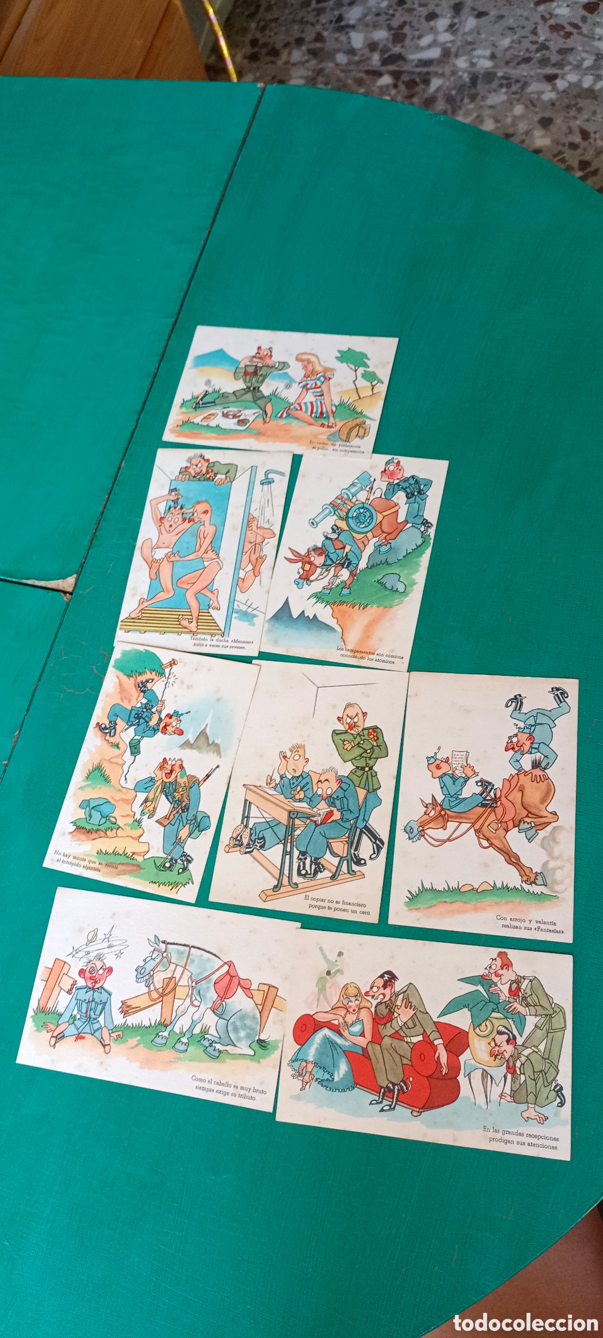 Postales: Tarjetas S&aacute;tiras militares (lote de 8) - Foto 1