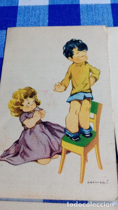 Postales: 4 POSTALES CON ILUSTRACIONES DE AROZTEGUI, ESCRITAS - Foto 2