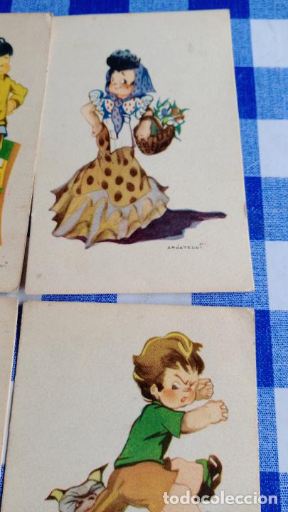 Postales: 4 POSTALES CON ILUSTRACIONES DE AROZTEGUI, ESCRITAS - Foto 3