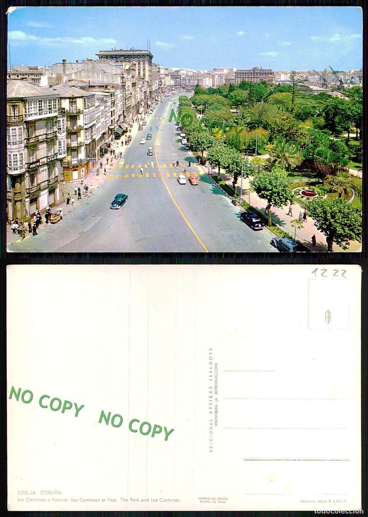 Postales: [ EC 01222 ] - ESPANA - LA CORUNA - LOS CANTONES Y PARQUE - Foto 1