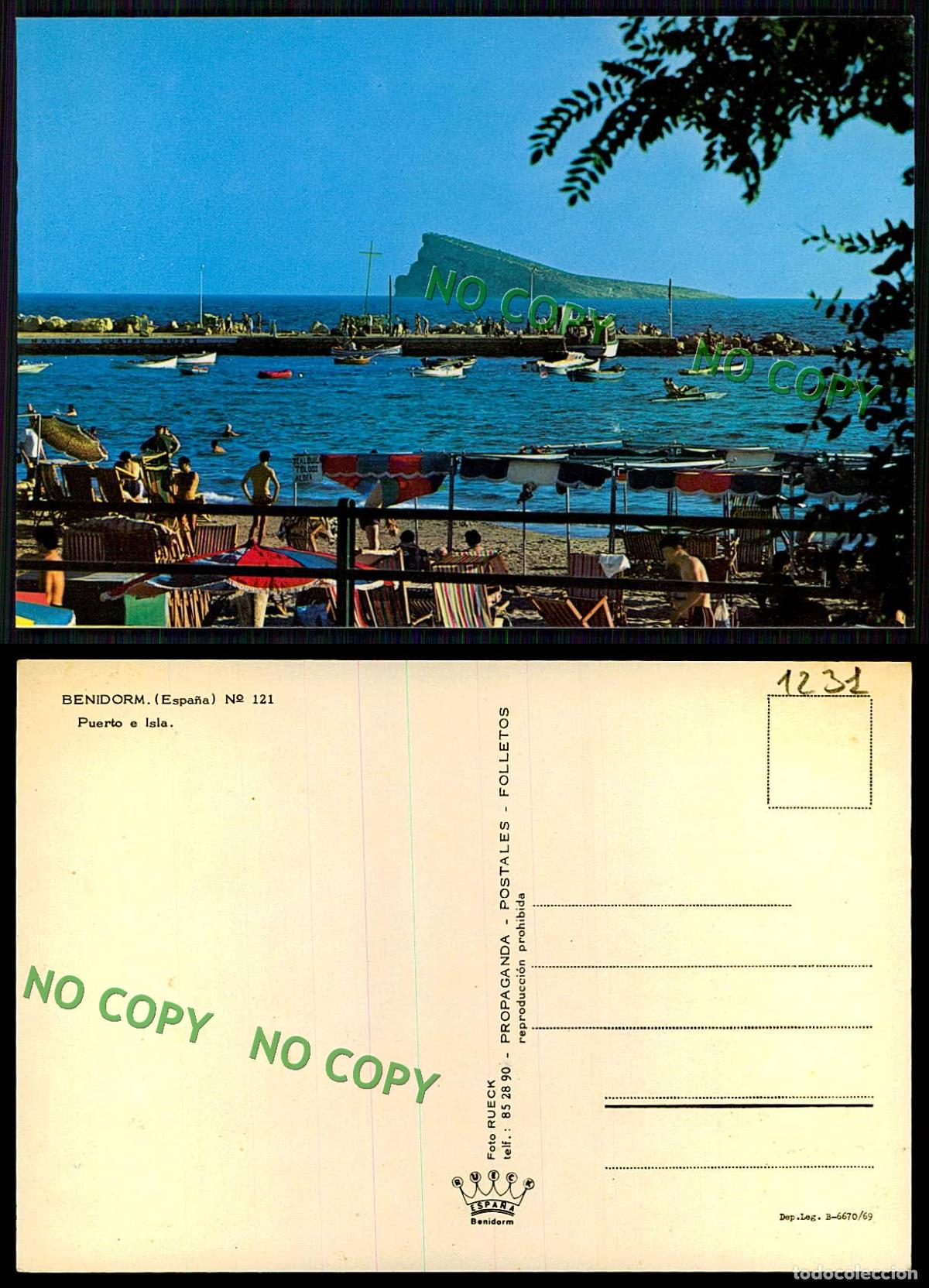 Postales: [ EC 01231 ] - ESPANA - BENIDORM - PUERTO E ISLA - Foto 1