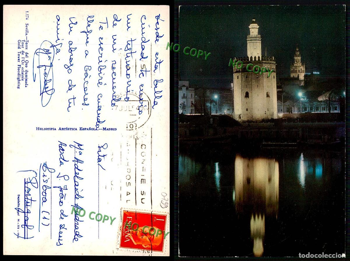 Postales: EC [00799]- ESPANA- SEVILLA- TORRE DEL ORO ILUMINADA - Foto 1