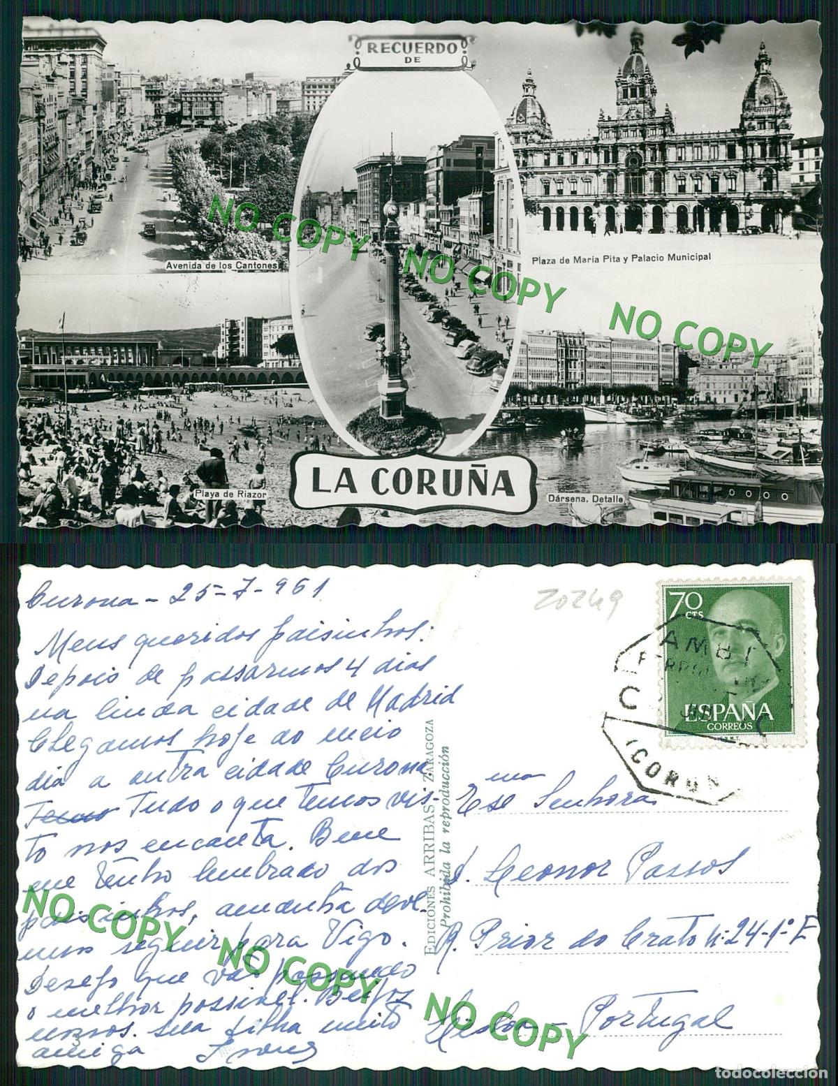 Postales: OF [ 20249 ] - ESPANA - LA CORU&Ccedil;?A - RECURDO - Foto 1