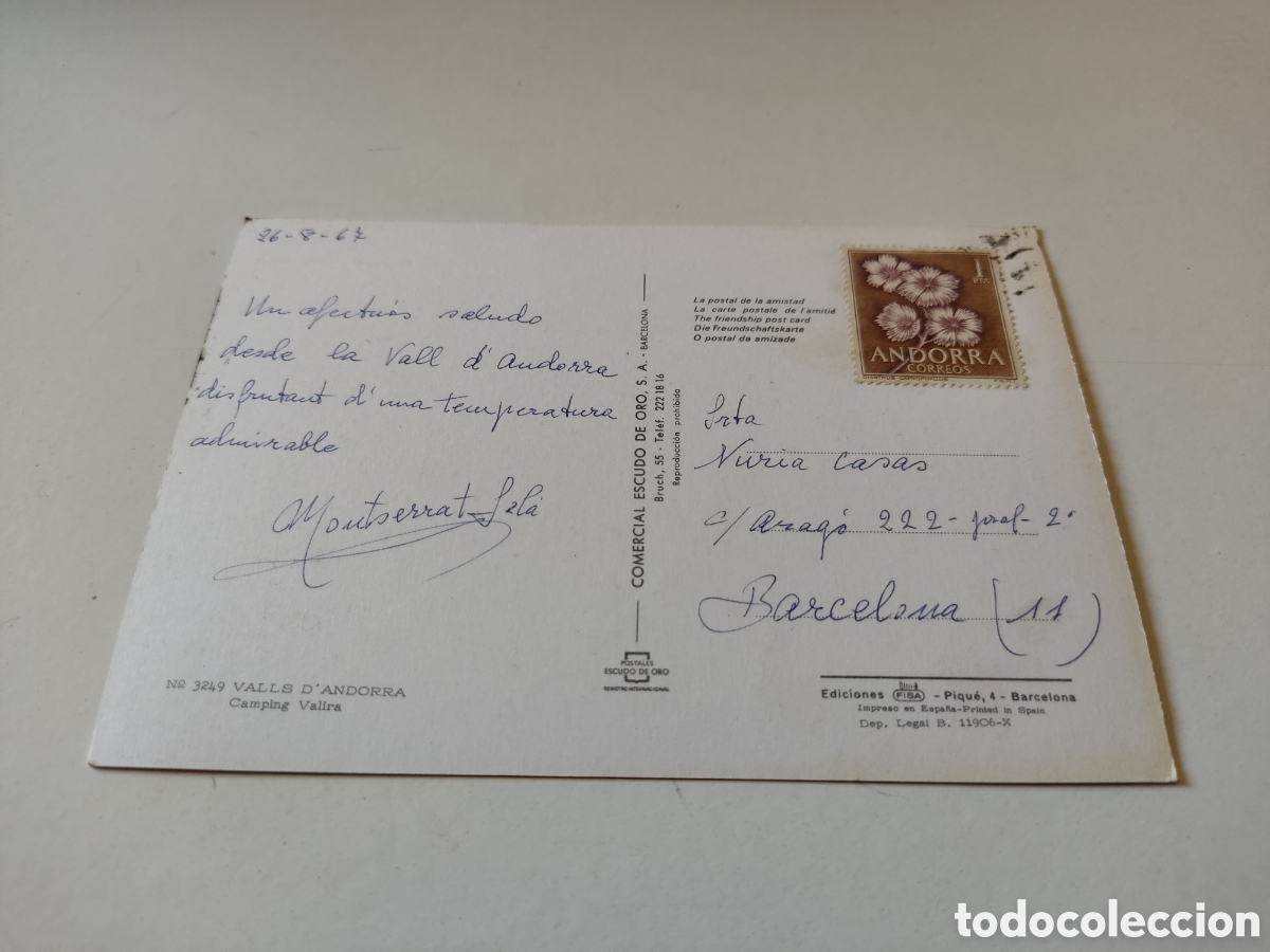 Postales: Postal Valls de Andorra, camping valira - Foto 2