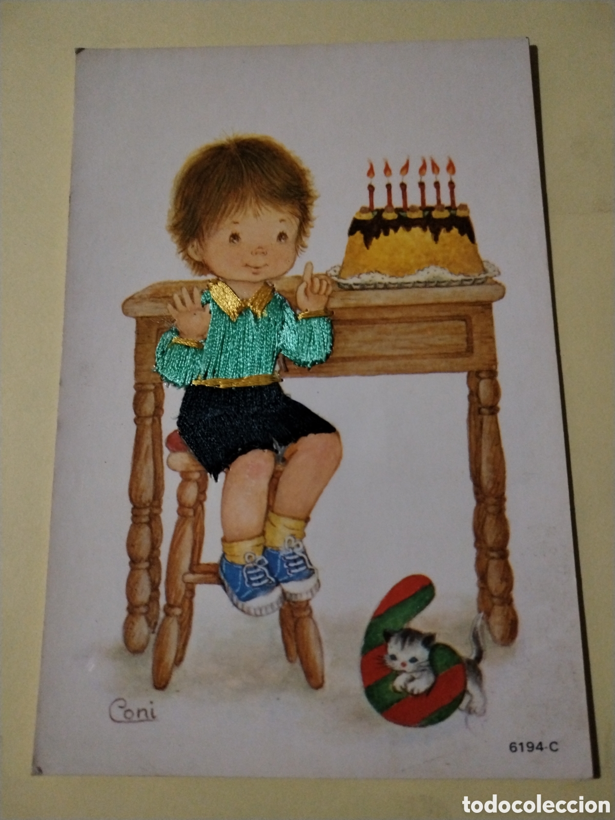 Postales: Postal bordada hilo Coni 6194-C cumplea&ntilde;os 10x15 cms - Foto 1