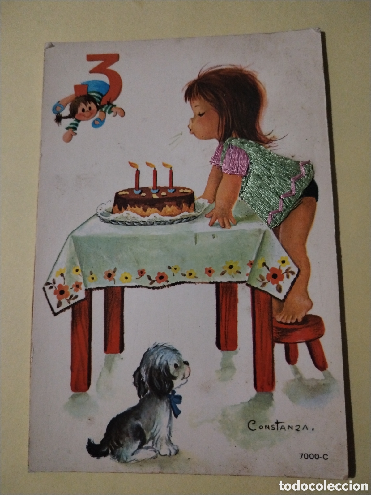 Postales: Postal bordada hilo Constanza 7000-C cumplea&ntilde;os 10x15 cms - Foto 1