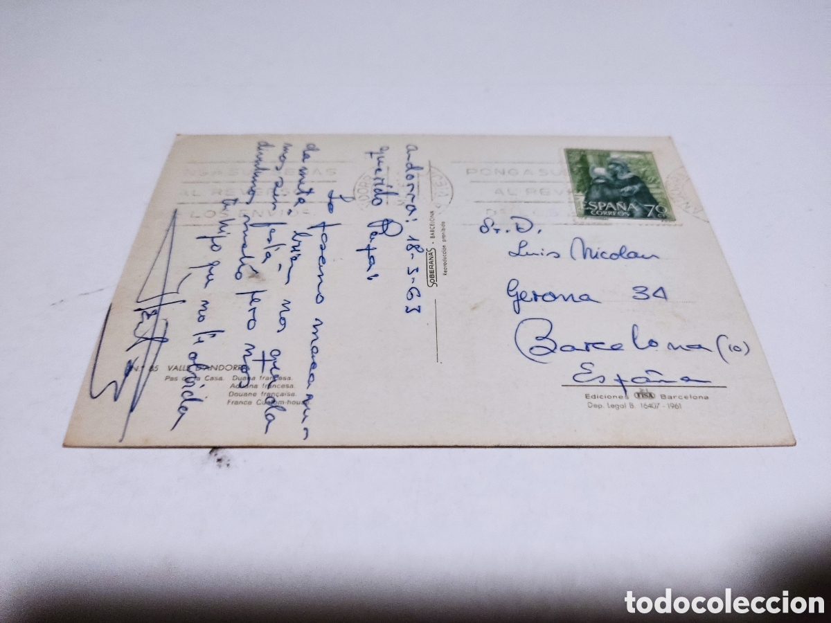 Postales: Postal Valls de Andorra,pas de la casa,aduana - Foto 2