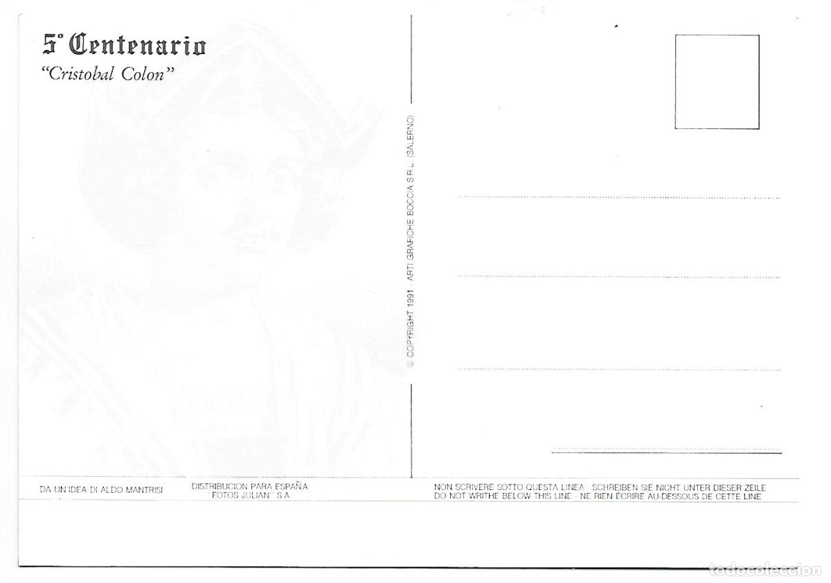 Postales: 5&ordm; CENTENARIO ( 1492 - 1992 ).- &rdquo; CRISTOBAL COLON &rdquo; - Foto 2