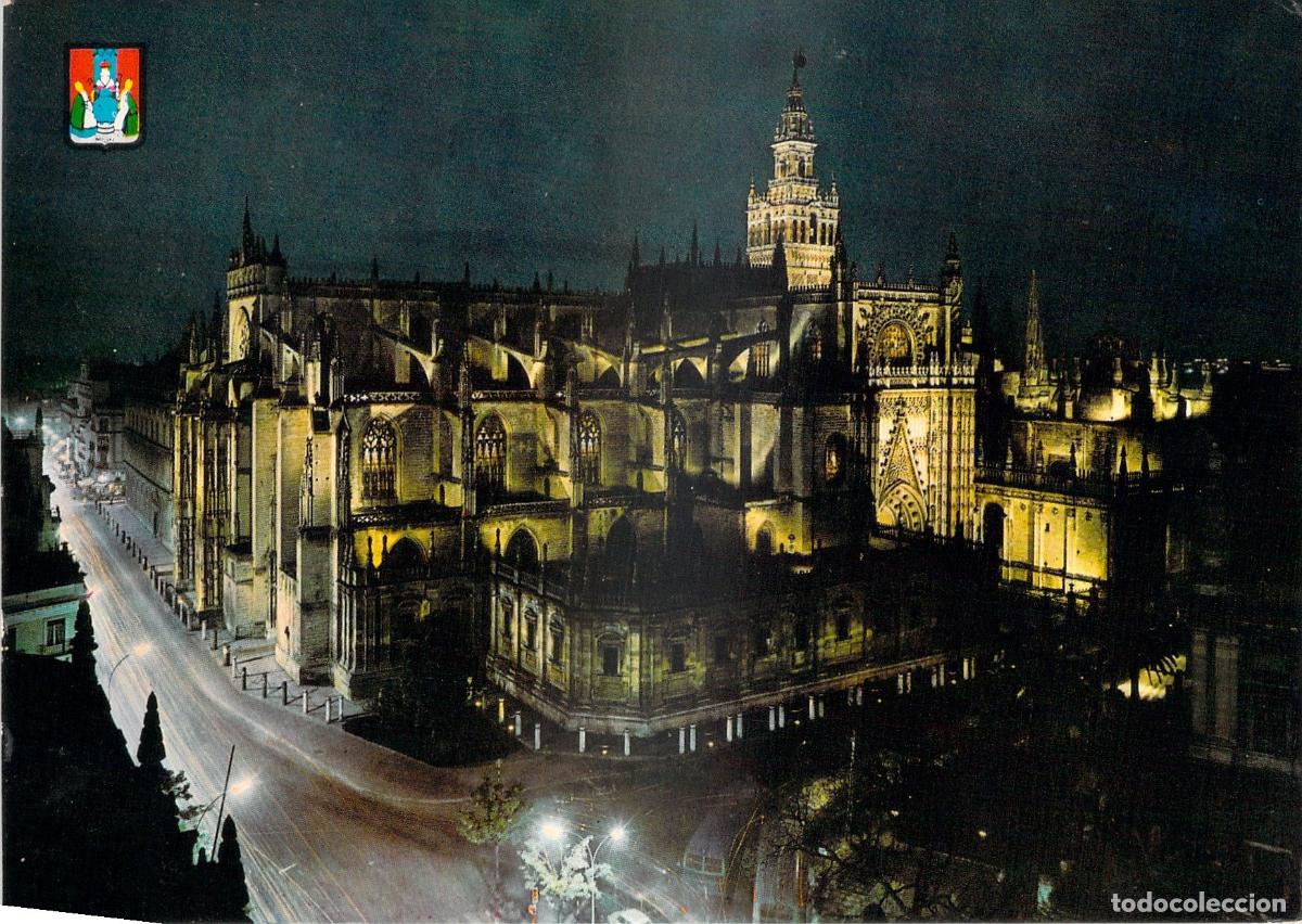 Postales: Postal Sevilla, La Catedral y Giralda, Vista nocturna, Edificio religioso - Foto 1