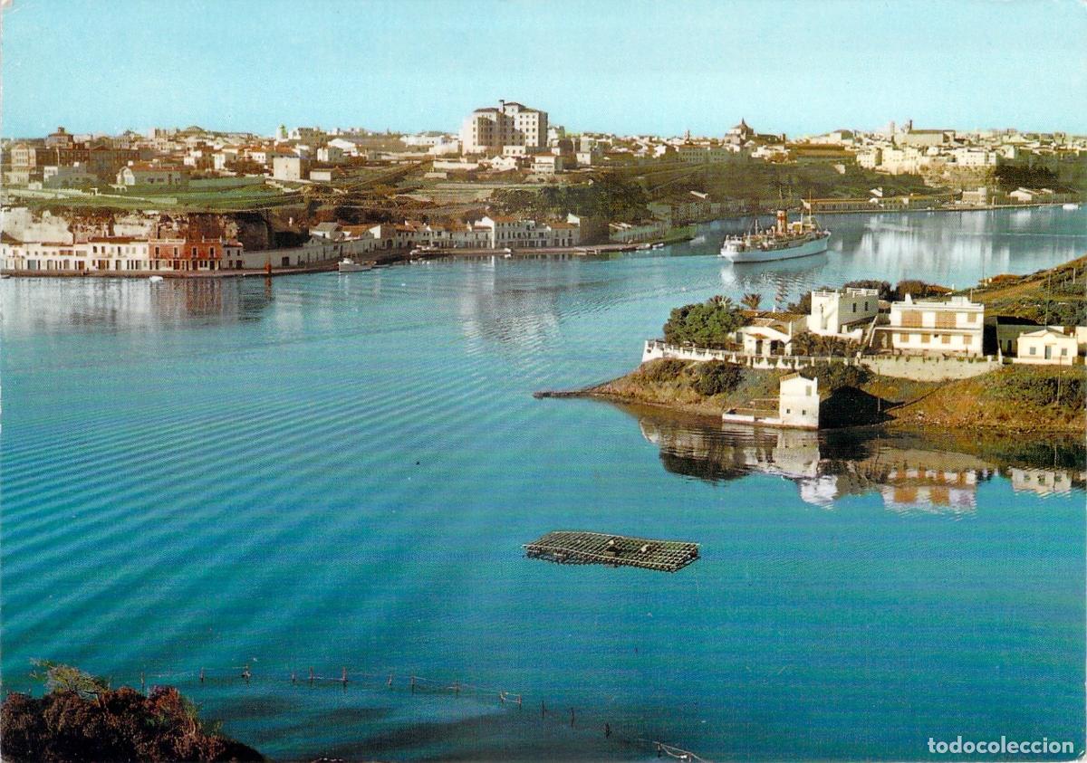 Postales: Postal Mah&oacute;n Menorca: Vista Parcial del Puerto y Edificios Costeros - Foto 1