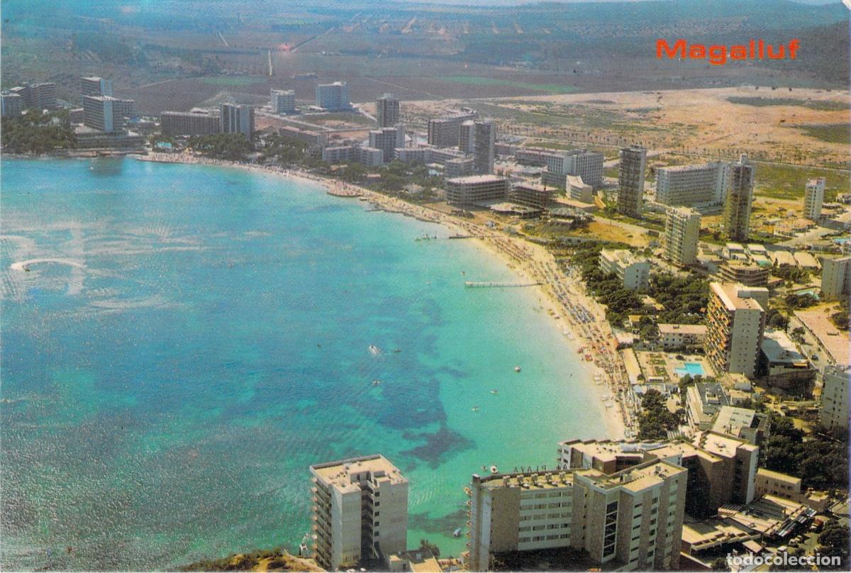 Postales: Postal de Magaluf, Mallorca - Vista A&eacute;rea de la Playa y Edificios - Foto 1