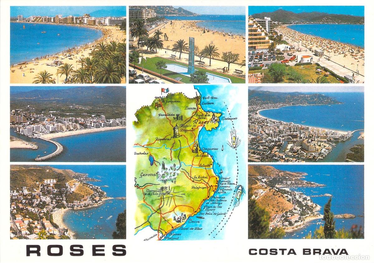 Postales: Postal de Roses Costa Brava con Varias Vistas y Mapa - Foto 1