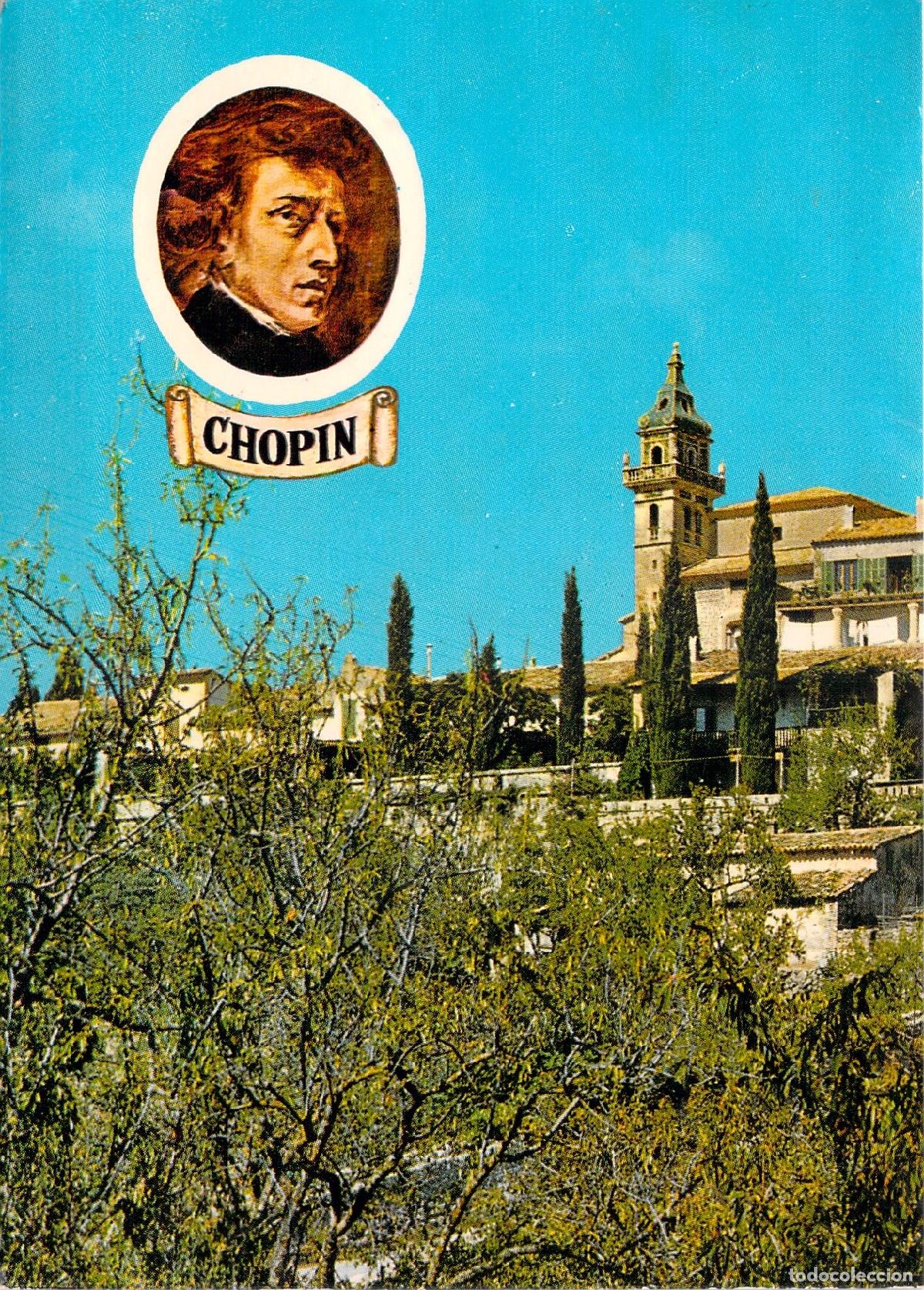 Postales: Postal de Valldemossa, Mallorca con Retrato de Fr&eacute;d&eacute;ric Chopin - Foto 1