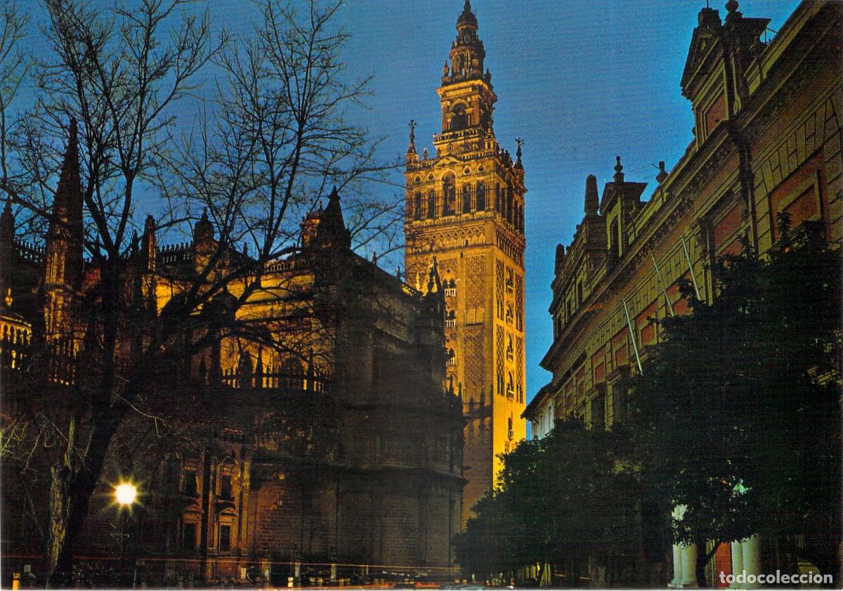 Postales: Postal de Sevilla: Catedral y La Giralda Iluminada - Foto 1