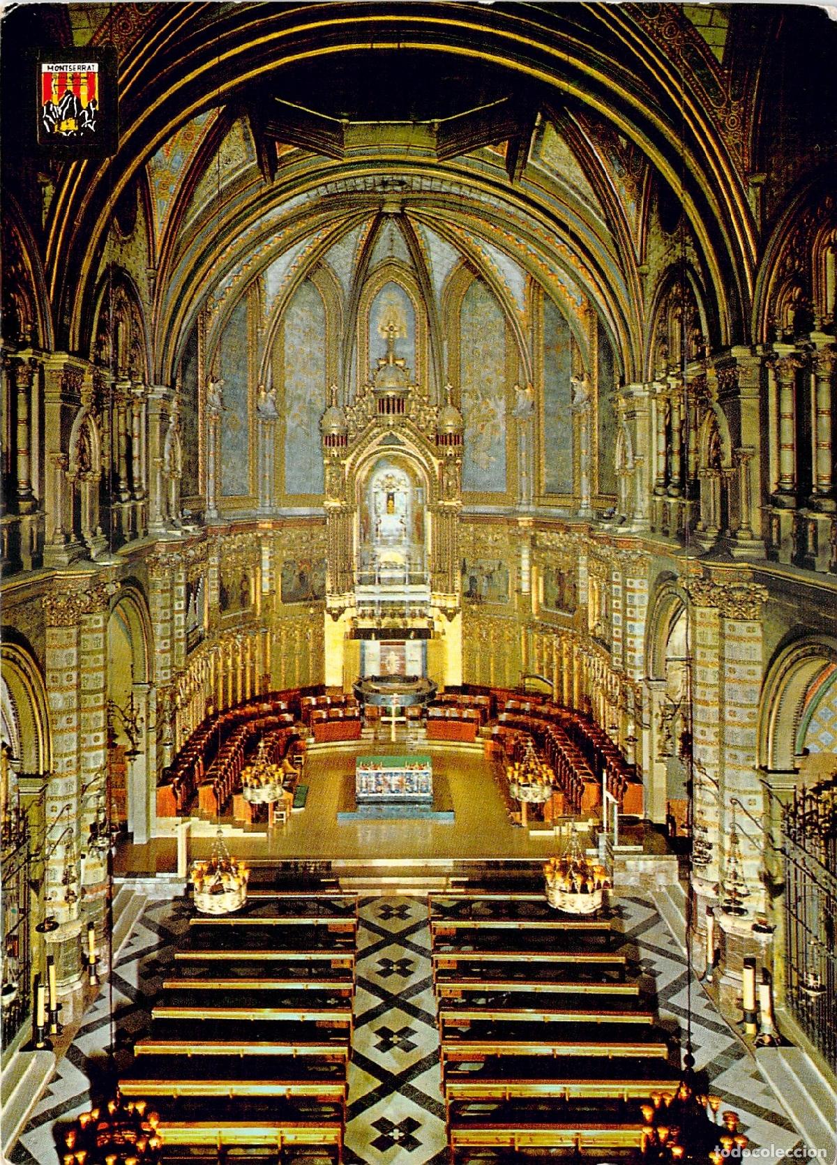 Postales: Postal del Interior de la Bas&iacute;lica de Montserrat, Barcelona - Foto 1