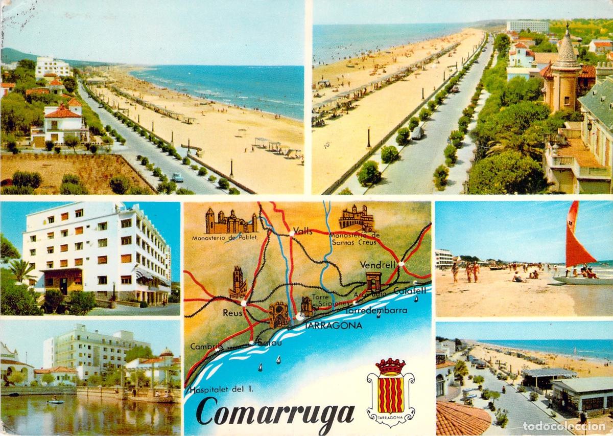 Postales: Postal de Comarruga Tarragona Costa Dorada Multi-vista con Mapa - Foto 1